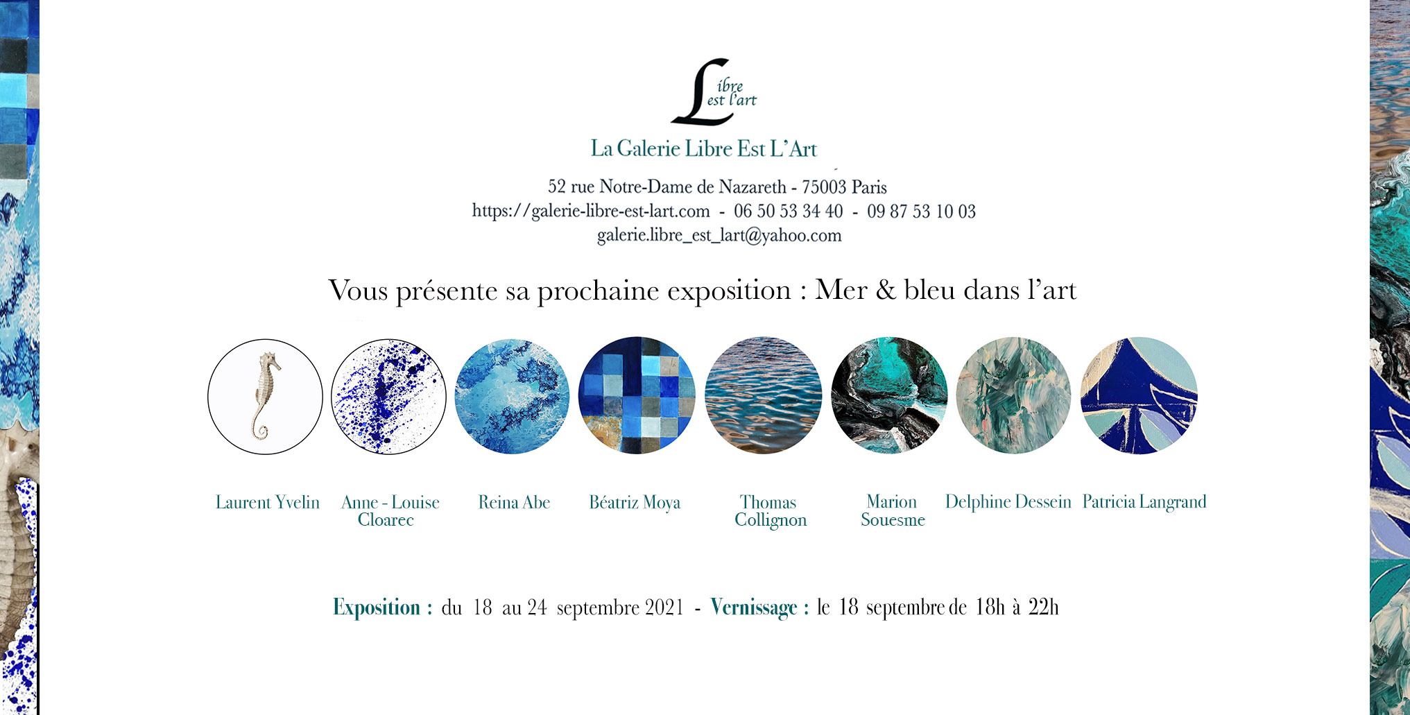 Expo collective bleu dans l'art galerie libre est l'art