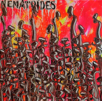 Foule de nématoïdes. Artiste peintre contemporain Delphine Dessein.