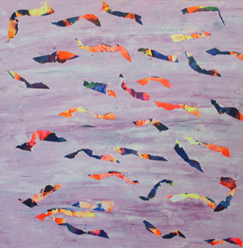 banc de poisson art abstrait