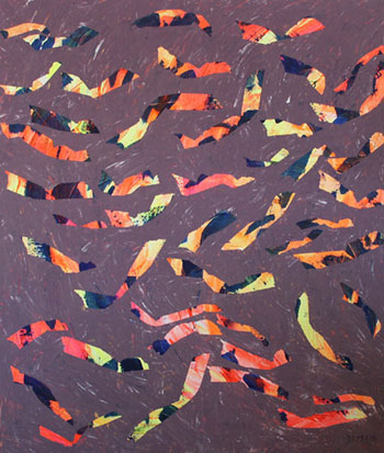 banc de poisson art abstrait