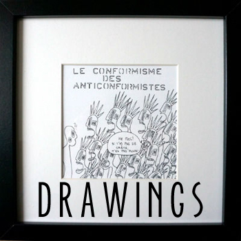 Neo-figurative drawings by the contemporary artist delphine dessein.