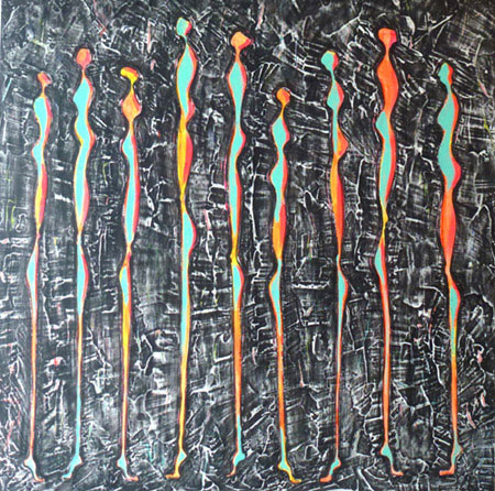 Nématoïdes. Peinture contemporaine fluo