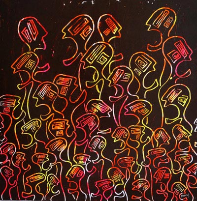 Nématoïdes. Peinture fluo contemporaine